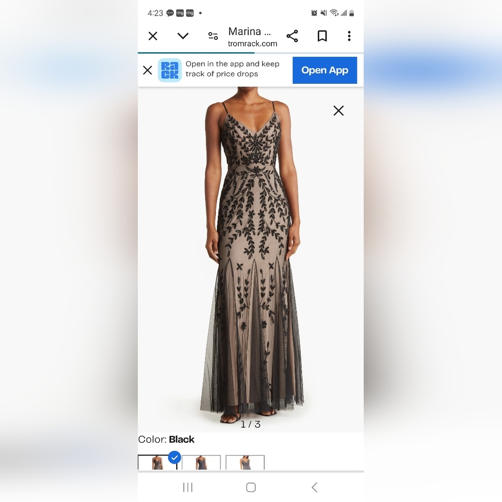 Marina beaded gown. New with tags. Size 6.